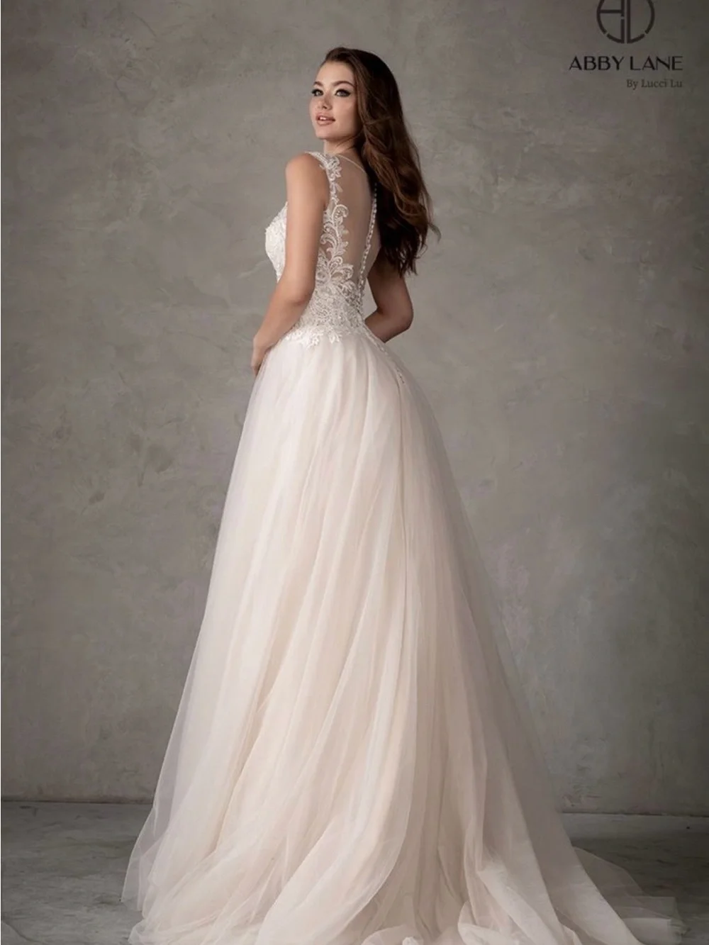 Blush Lace A-Line Wedding Dress